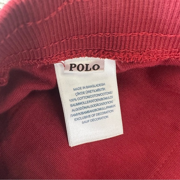 *3/$20* POLO RALPH LAUREN Color Block Logo Sweatpants Shorts XL 9-10 Burgundy - Picture 6 of 6